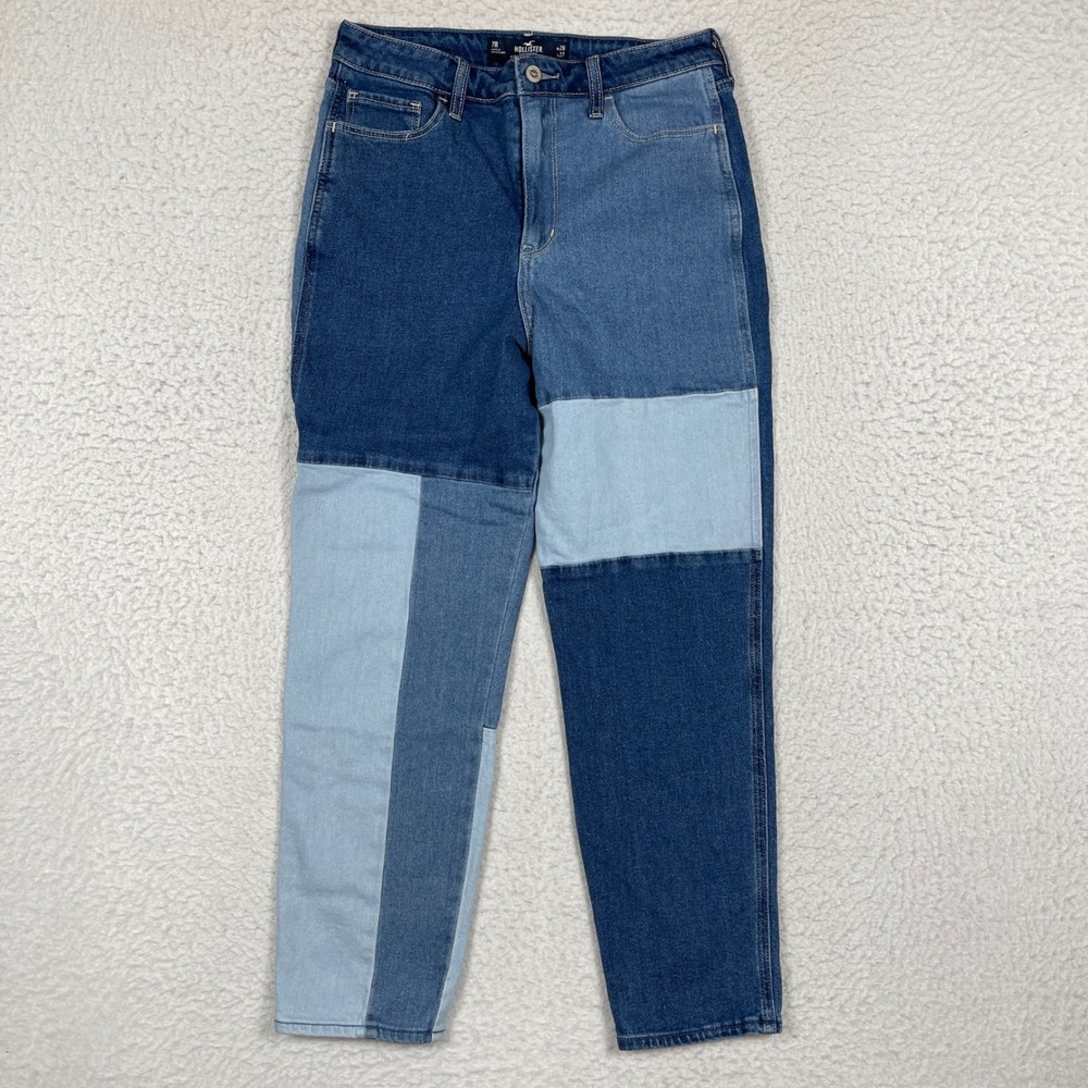Hollister Patchwork Mom Jeans Womens 7 Blue Ultra High Rise Vintage Stretch